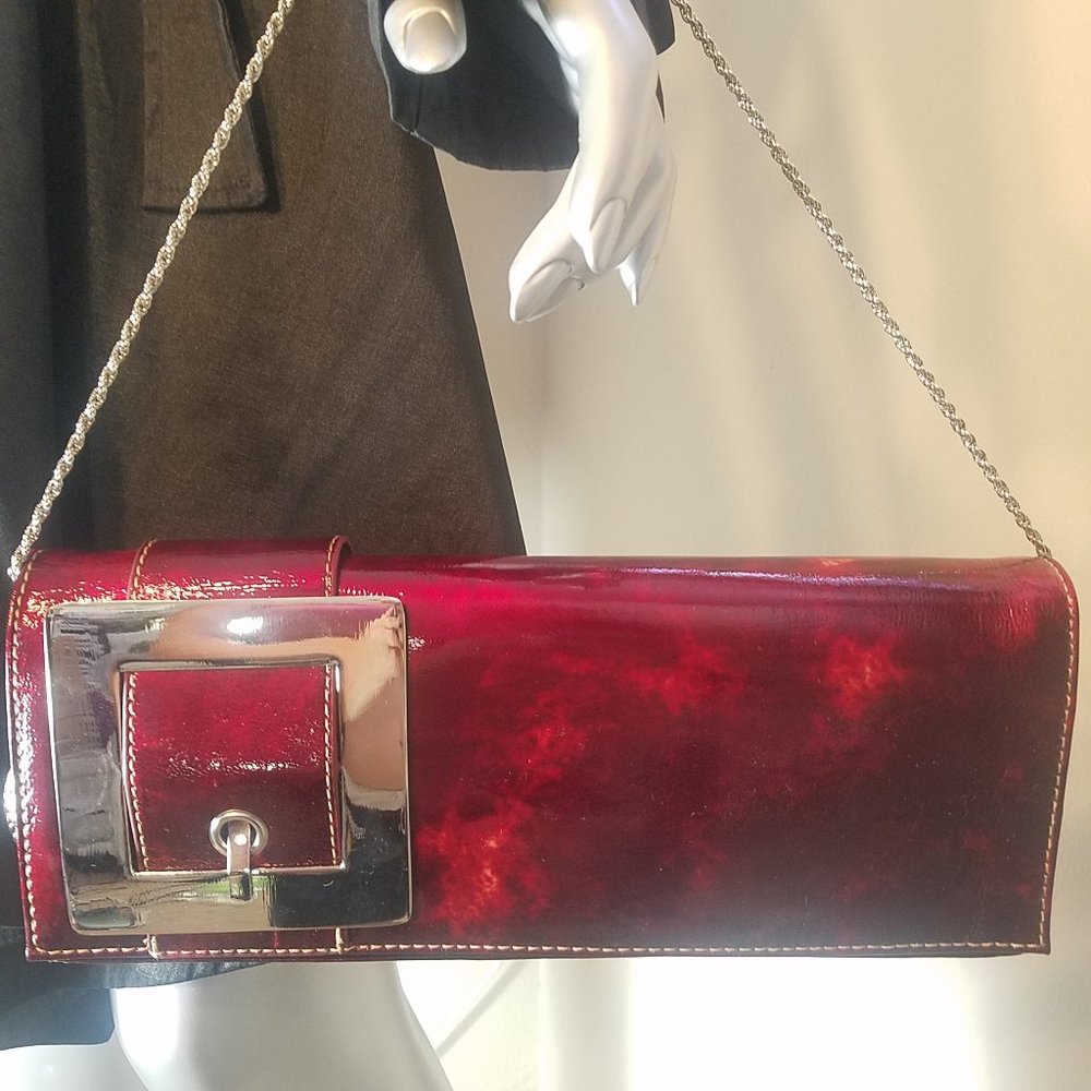 Women's Clutch with Oversized Metal Buckle Deco (Chinese Laundry Style #45444)